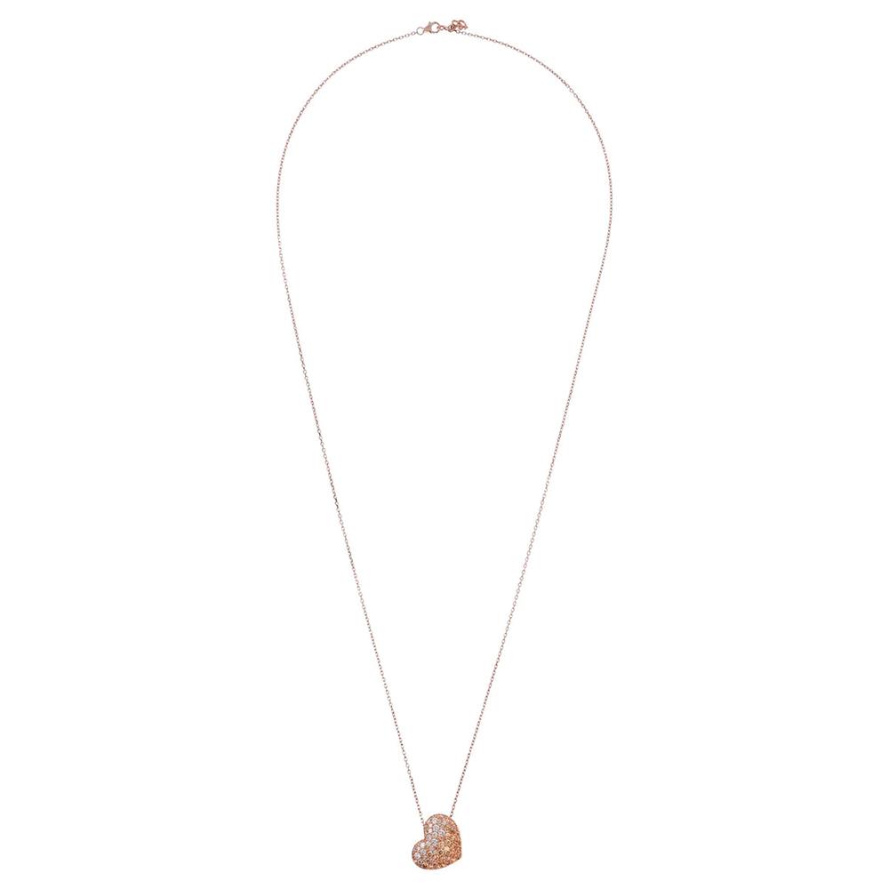 Collana Bronzallure Lunga con Pendente Cuore Pavé in Cubic Zirconia