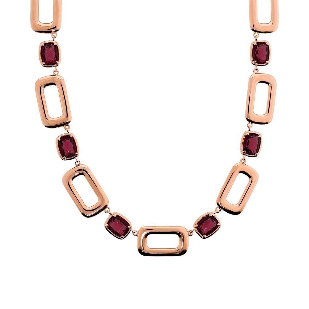 Collana Bronzallure Maglie Rettangolari e Prisma Gem a Baguette