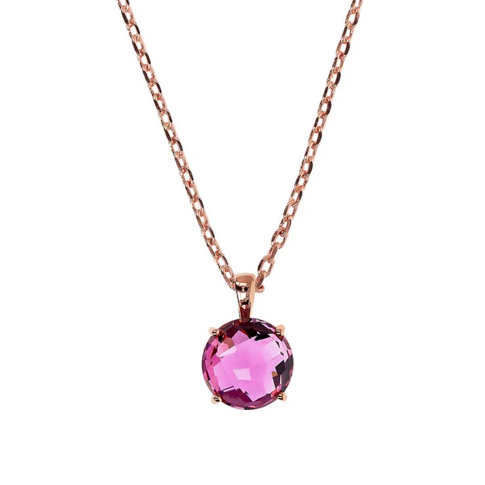 Collana Bronzallure Preziosa Catena Rolo con Pendente in Prisma Gem Taglio Mosaico