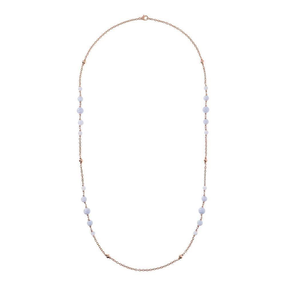 Collana Bronzallure Lunga Rolò con Pietre Naturali Tonde