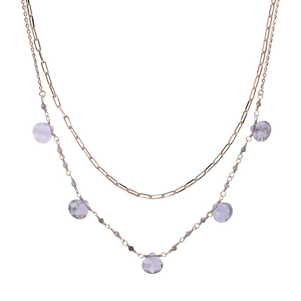 Collana Bronzallure Variegata Doppia con Pietre Naturali