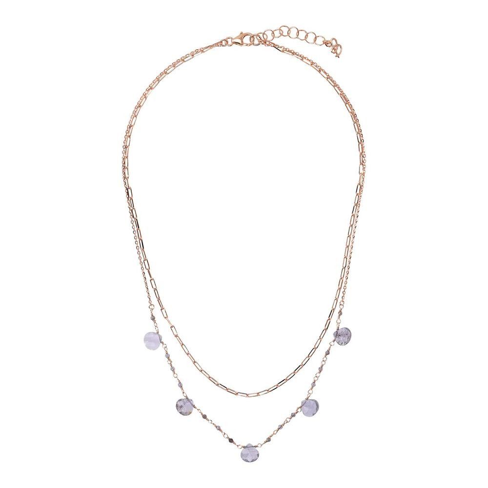 Collana Bronzallure Variegata Doppia con Pietre Naturali