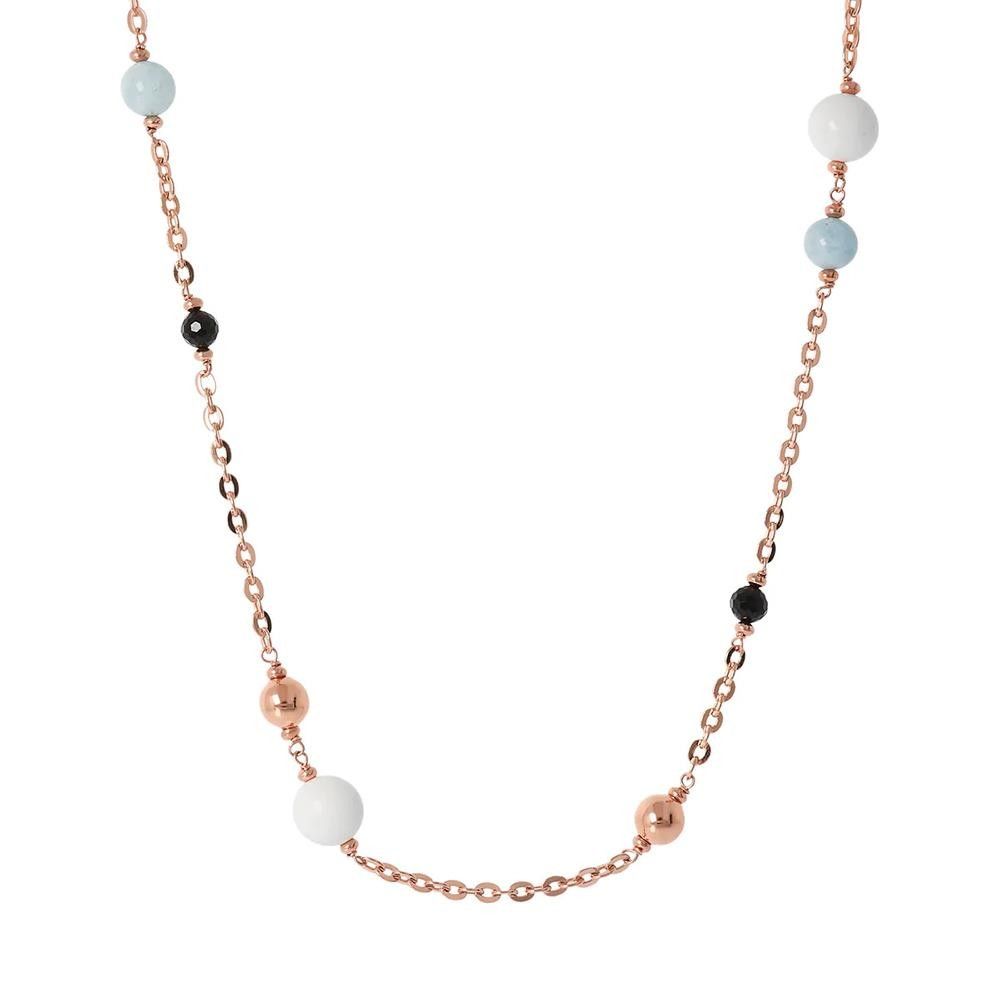 Collana Bronzallure Variegata lunga in Oro Rosa con pietre naturali