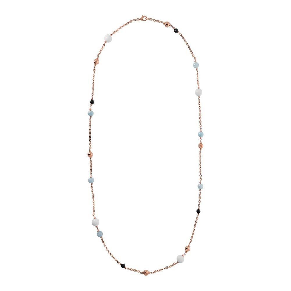 Collana Bronzallure Variegata lunga in Oro Rosa con pietre naturali