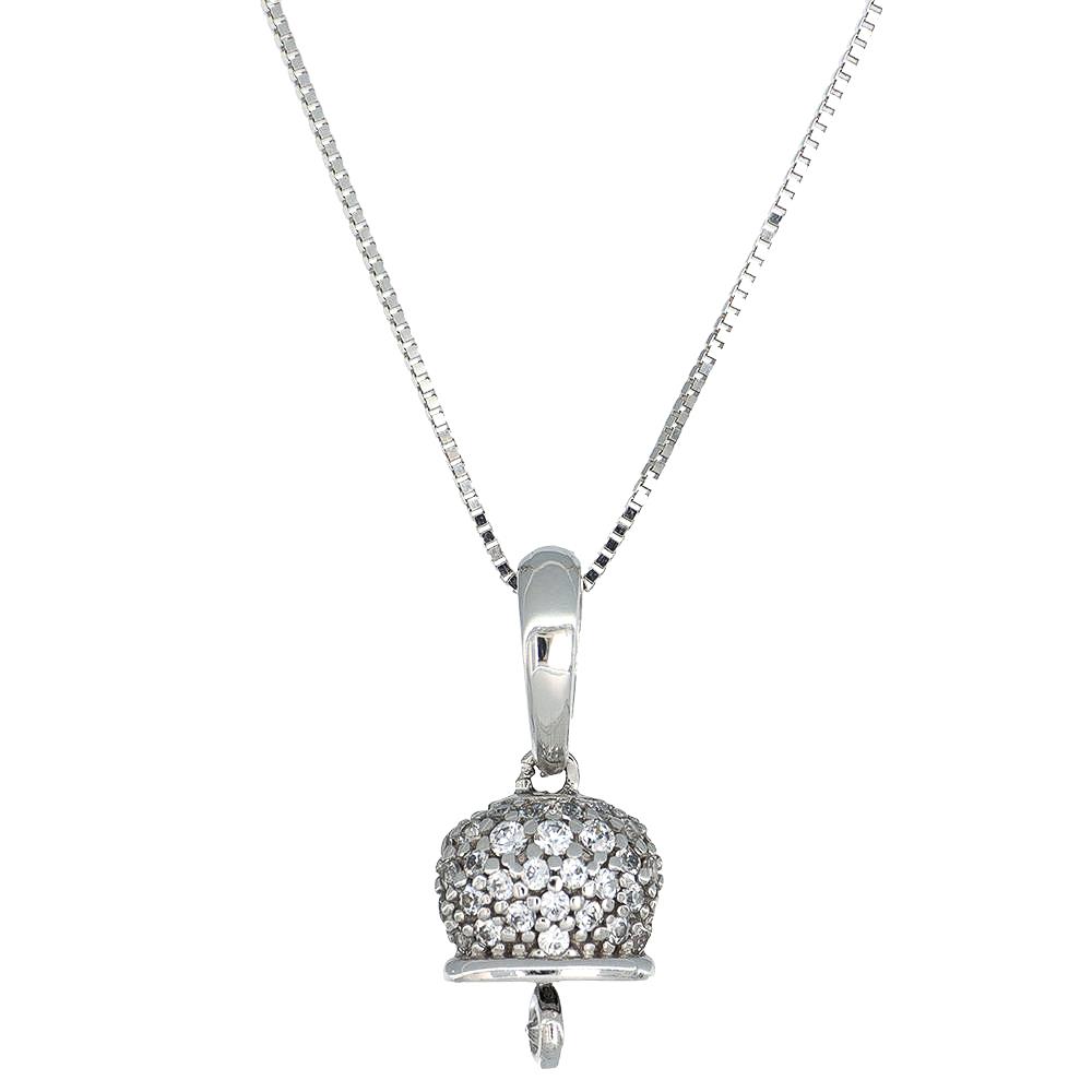 Collana Campanella in Oro Bianco 18 Kt con Cubic ZIrconia