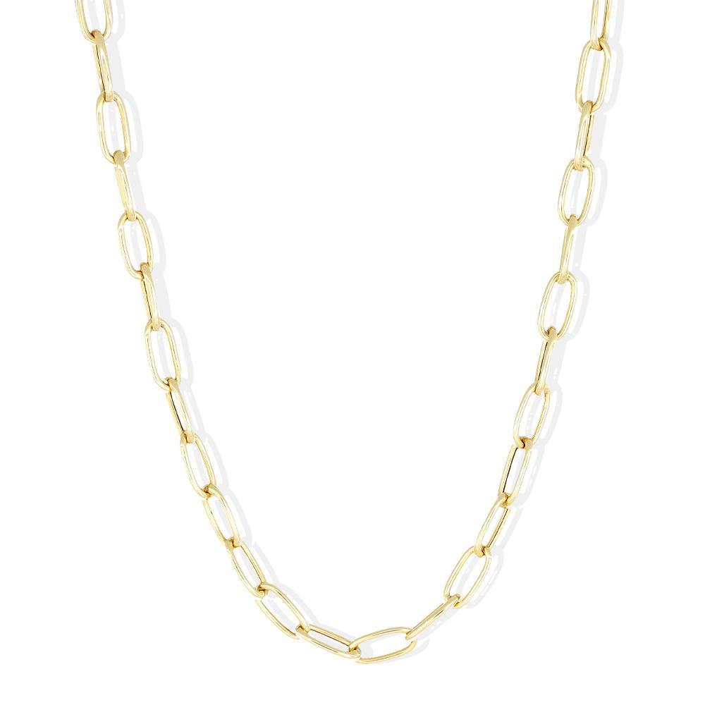 Collana Catena Maglia Rettangolare Piatta in Oro Giallo 18 Kt