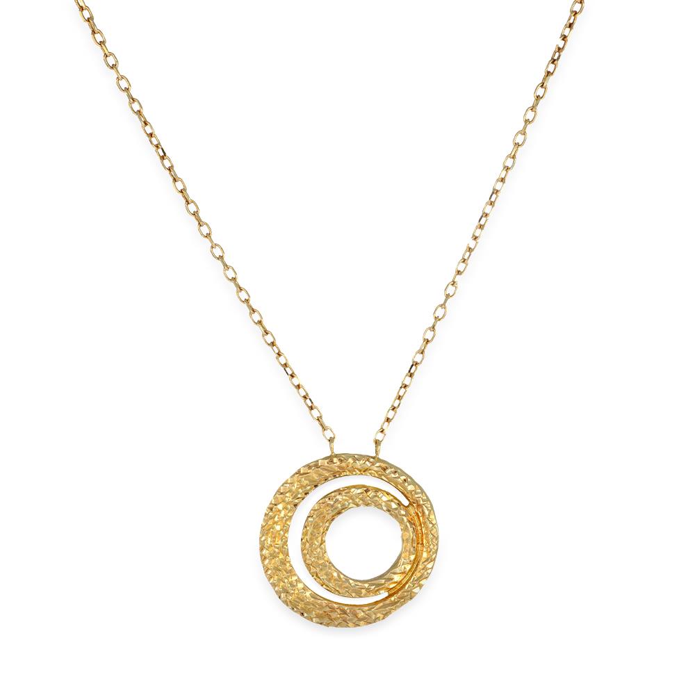 Collana Cerchi Martellati in Oro Giallo 18 Kt