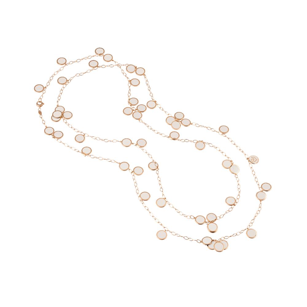 Collana Chantecler Paillettes Oro KT 18 Smalto Bianco