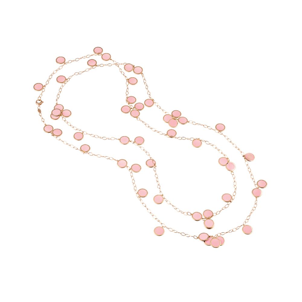 Collana Chantecler Paillettes Oro KT 18 Smalto Rosa