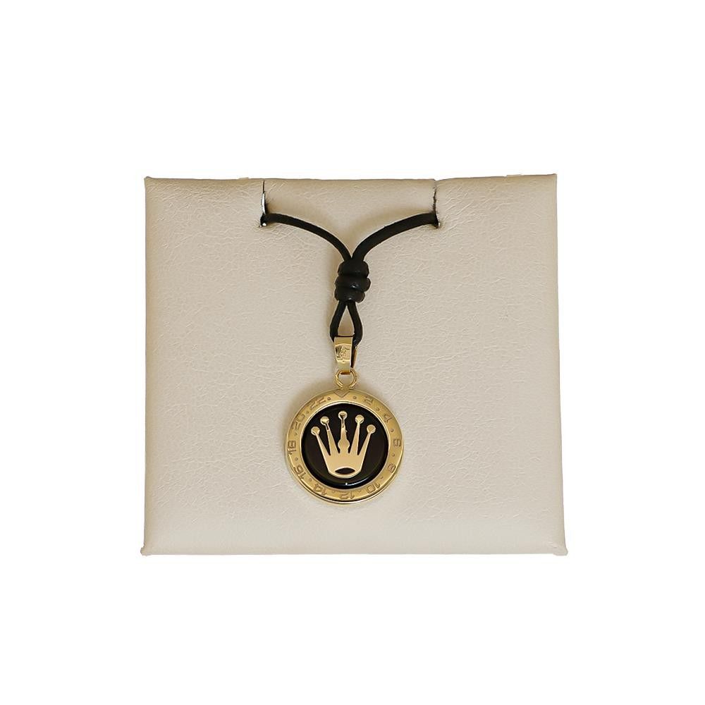 Collana con Ciondolo Corona Rolex in Oro Giallo 18 Kt