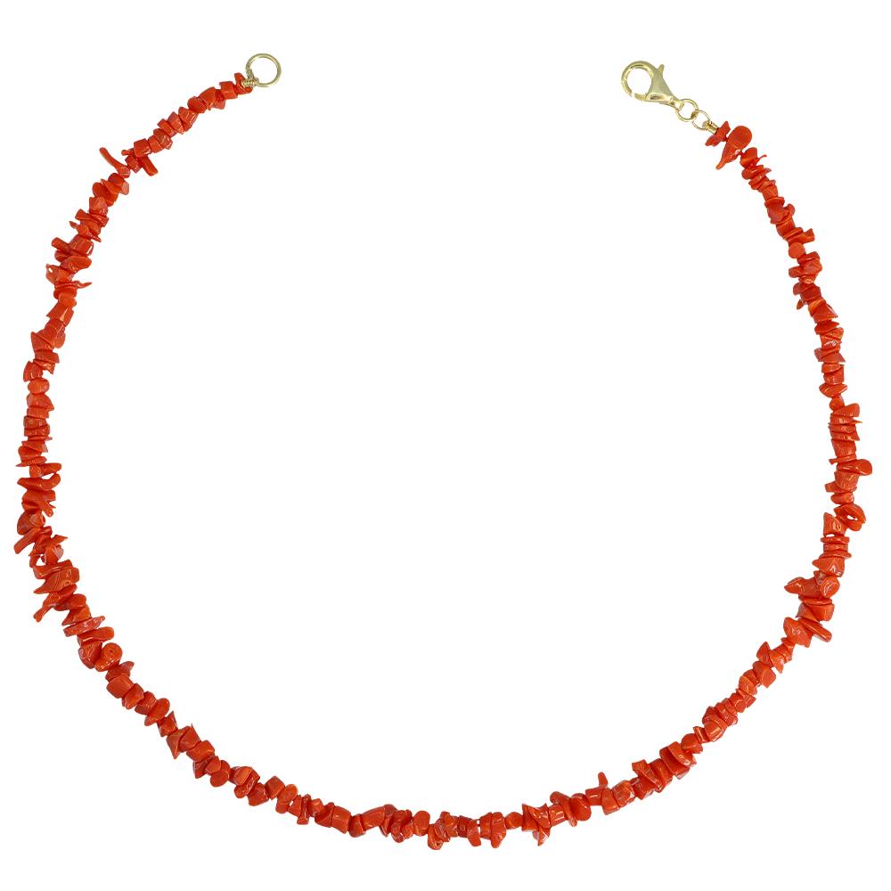 Collana con Corallo e Chiusura in Oro Giallo 18 Kt