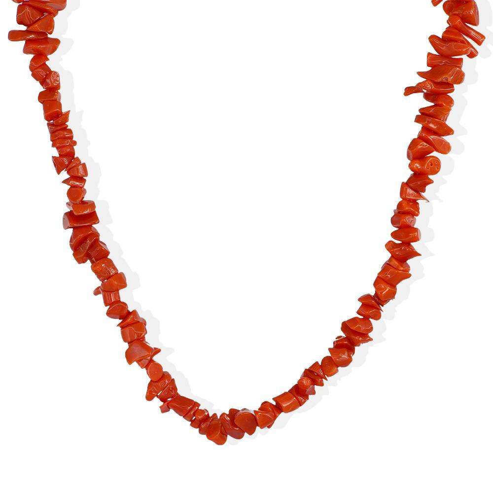 Collana con Corallo e Chiusura in Oro Giallo 18 Kt