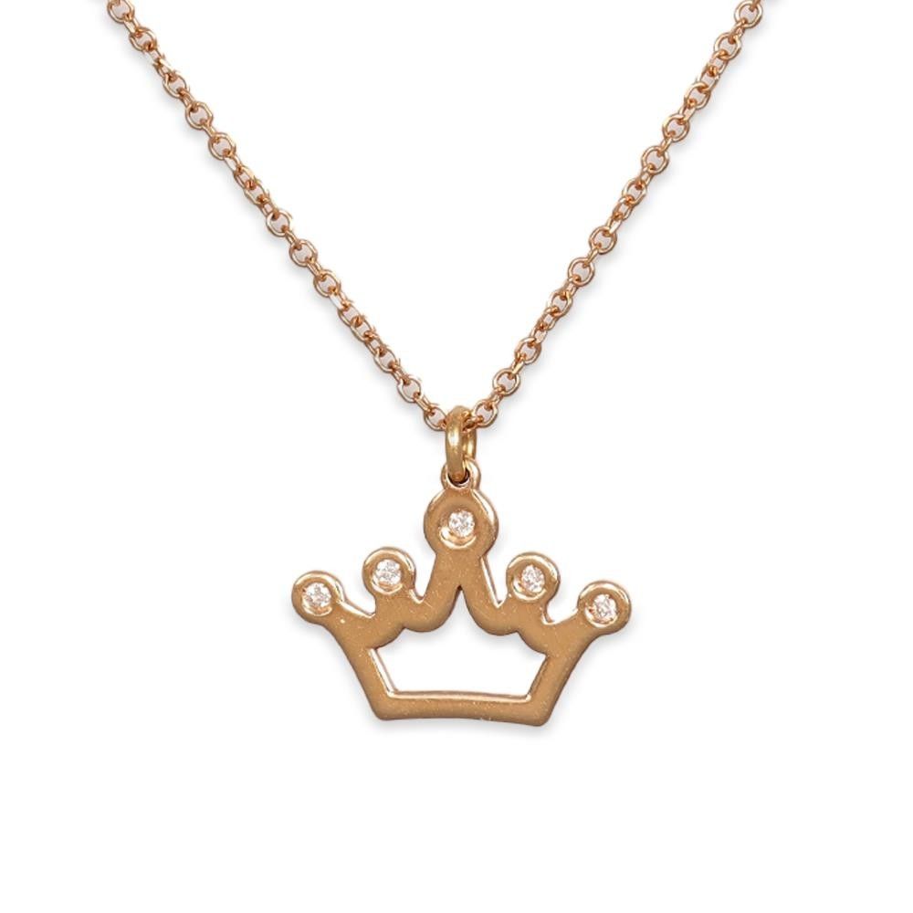 Collana con Corona in Oro Rosa 18 Kt