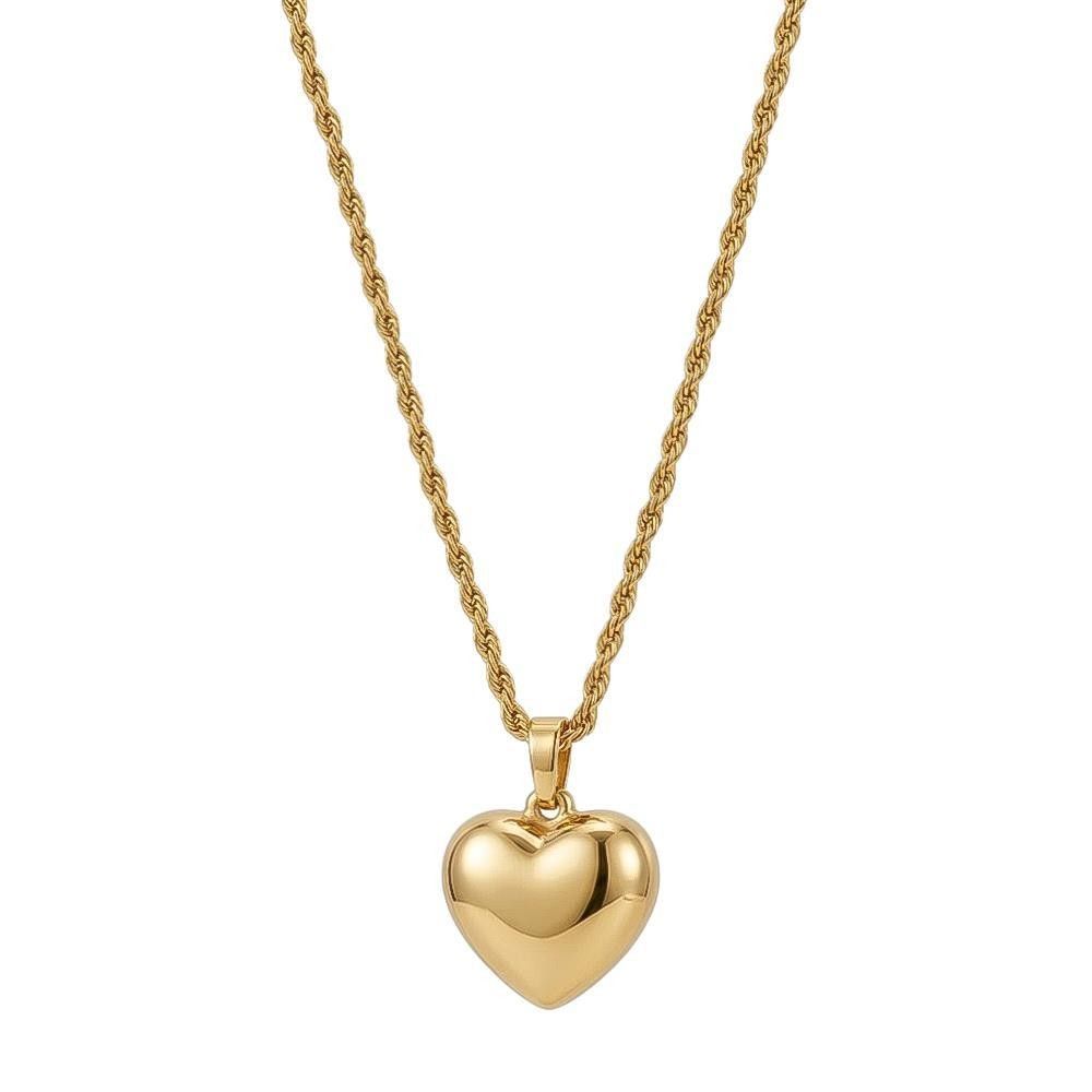 Collana con Cuore Bombato in Oro Giallo 18 Kt