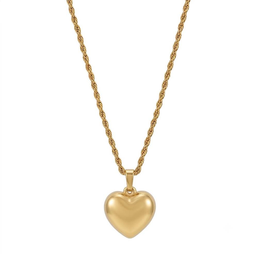 Collana con Cuore Bombato in Oro Giallo 18 Kt