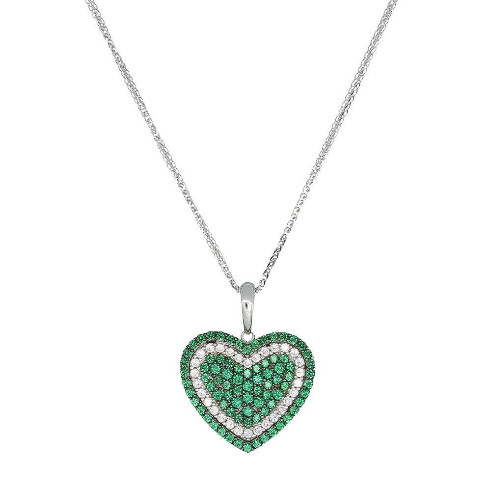 Collana con Cuore In Oro Bianco 18 Kt e Cubic Zirconia