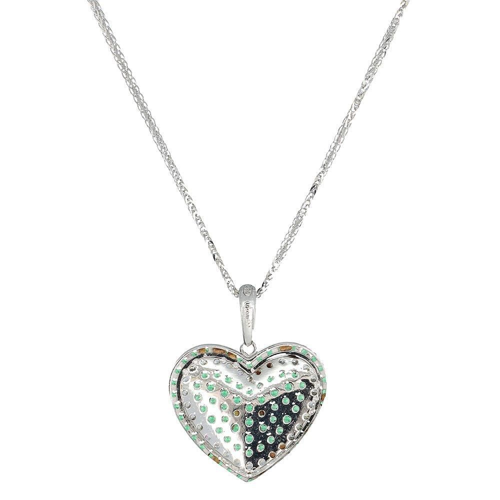 Collana con Cuore In Oro Bianco 18 Kt e Cubic Zirconia