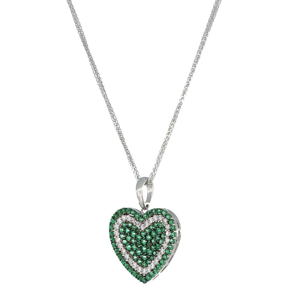 Collana con Cuore In Oro Bianco 18 Kt e Cubic Zirconia