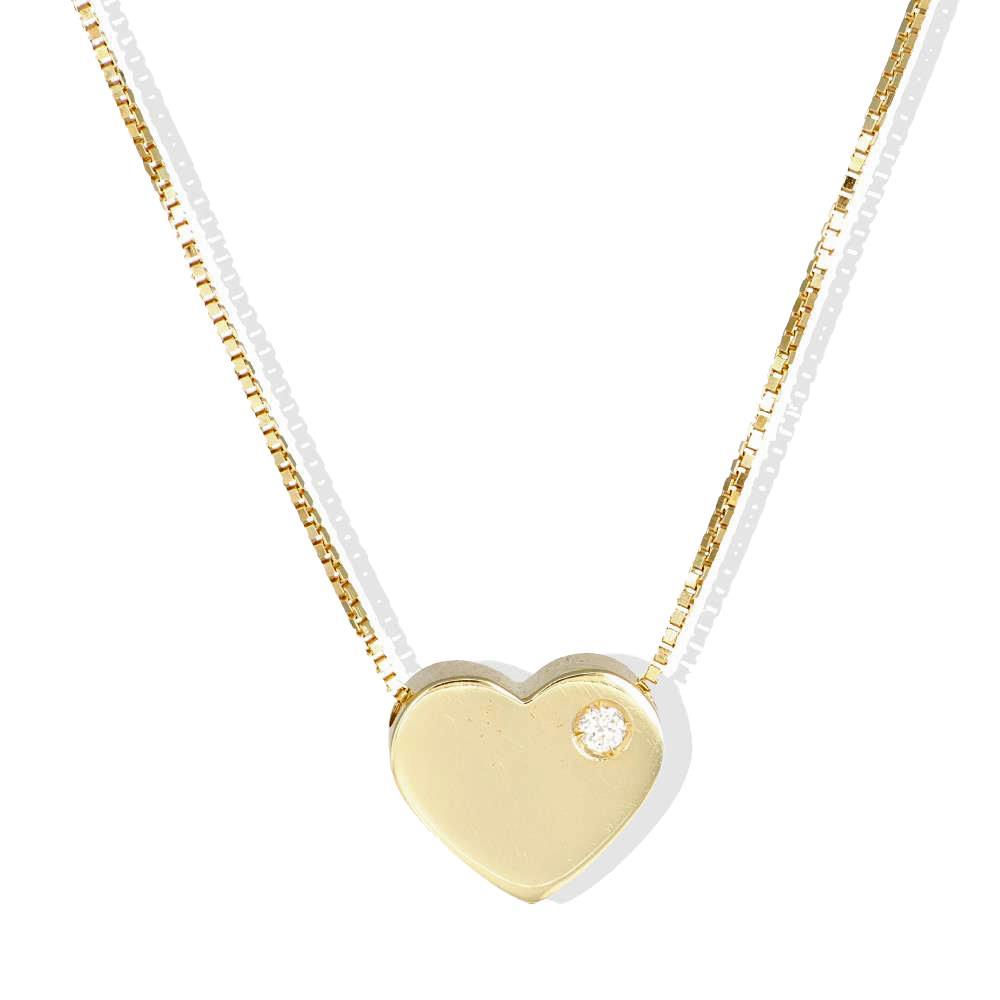 Collana con Cuore in Oro Giallo 18 Kt e Diamantino