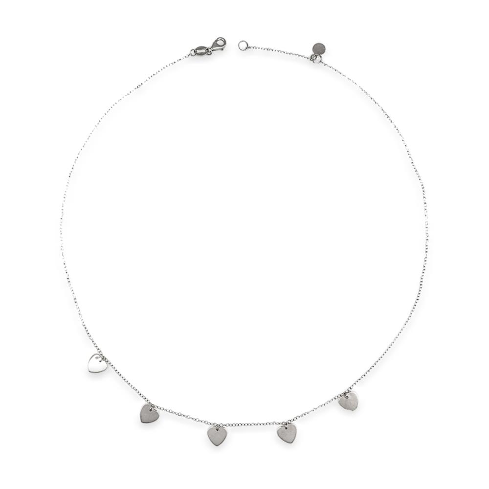 Collana con Cuori in Oro Bianco 18 Kt