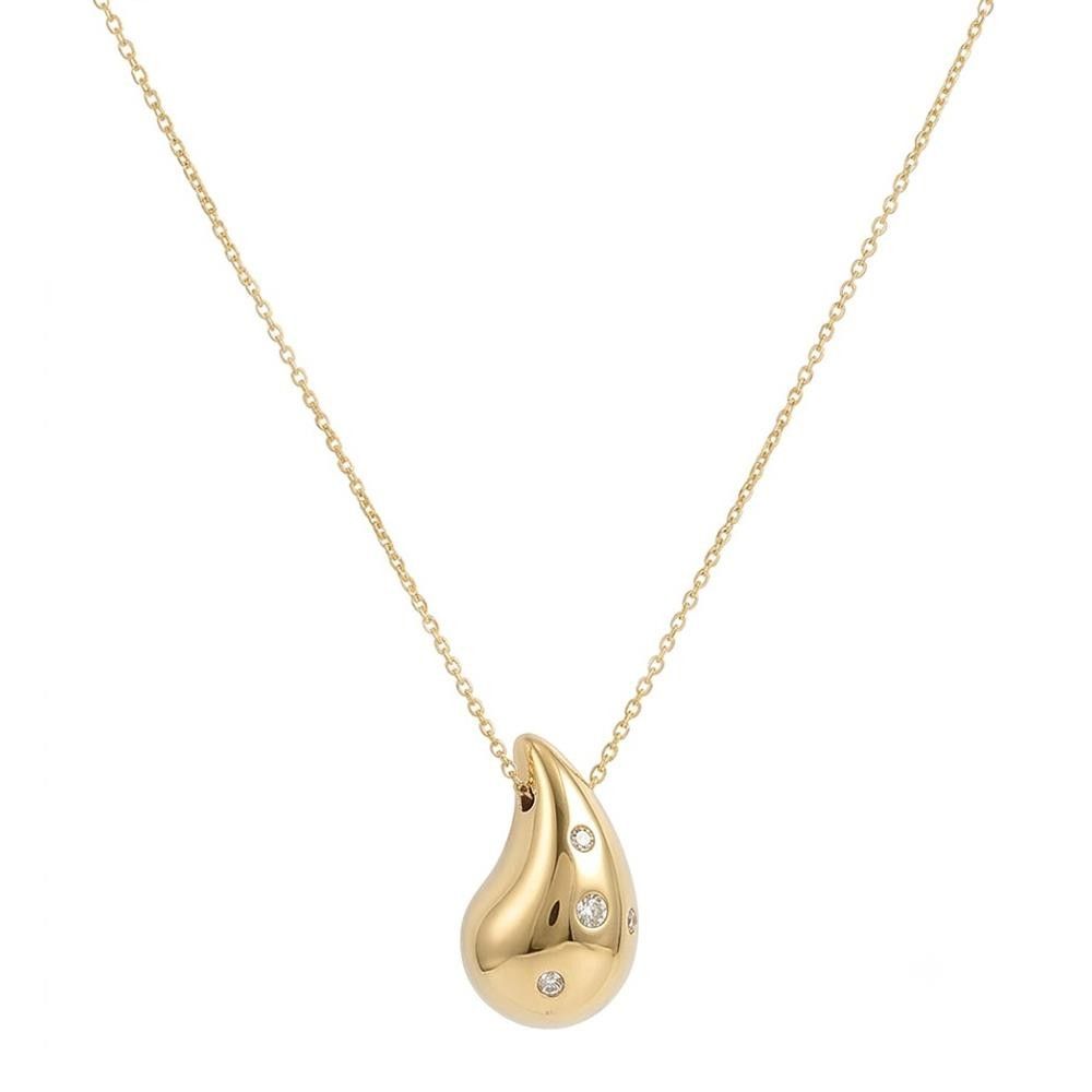 Collana con Goccia in Oro Giallo 18 Kt e Cubic Bianca