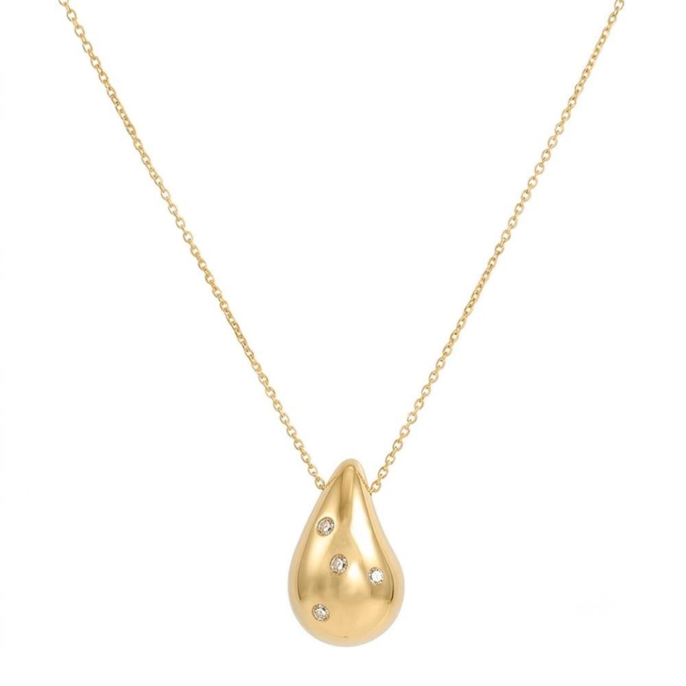 Collana con Goccia in Oro Giallo 18 Kt e Cubic Bianca