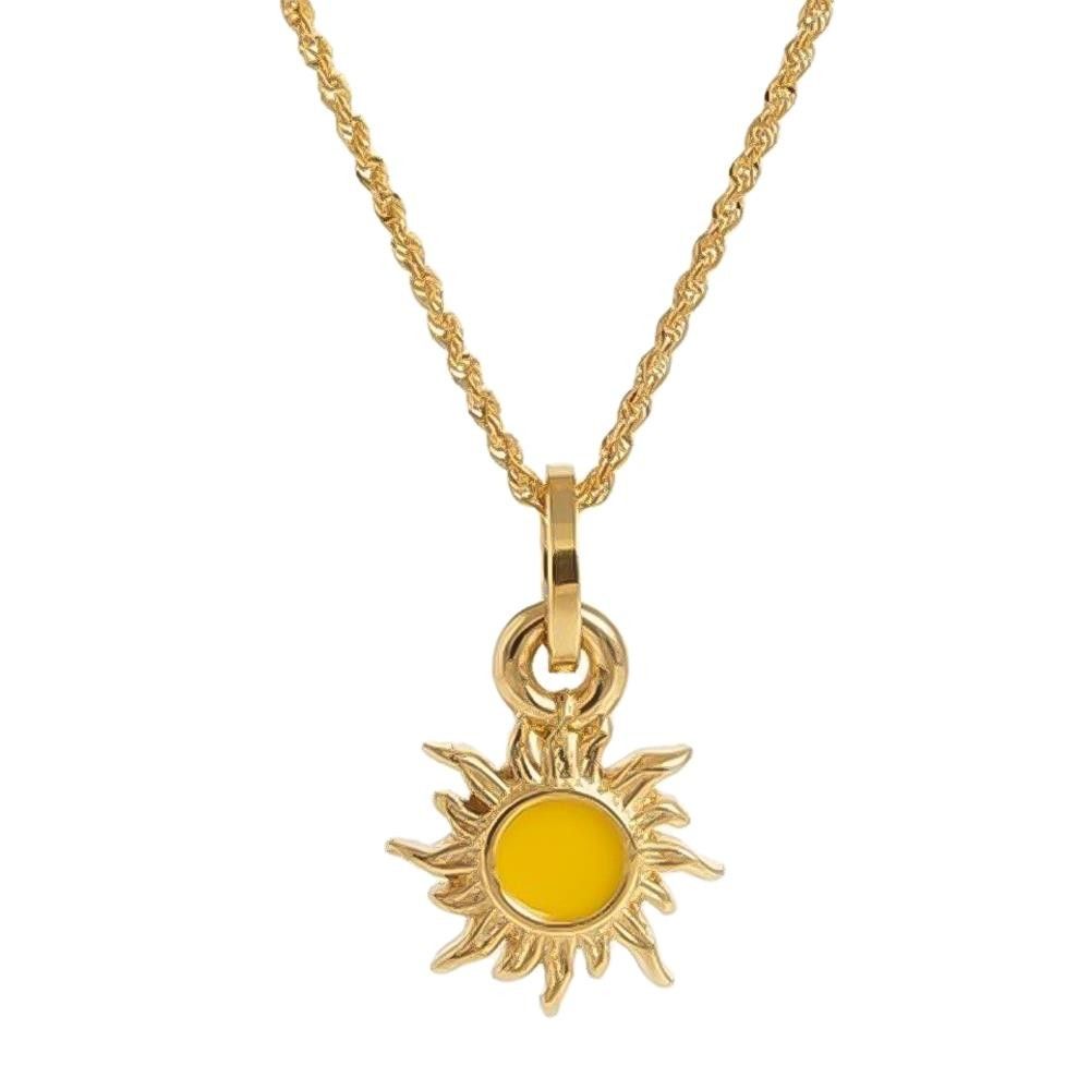 Collana con Sole e Smalto Giallo in Oro 18 Kt