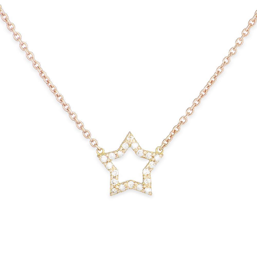 Collana con Stella In Oro Bianco 18 Kt e Diamanti