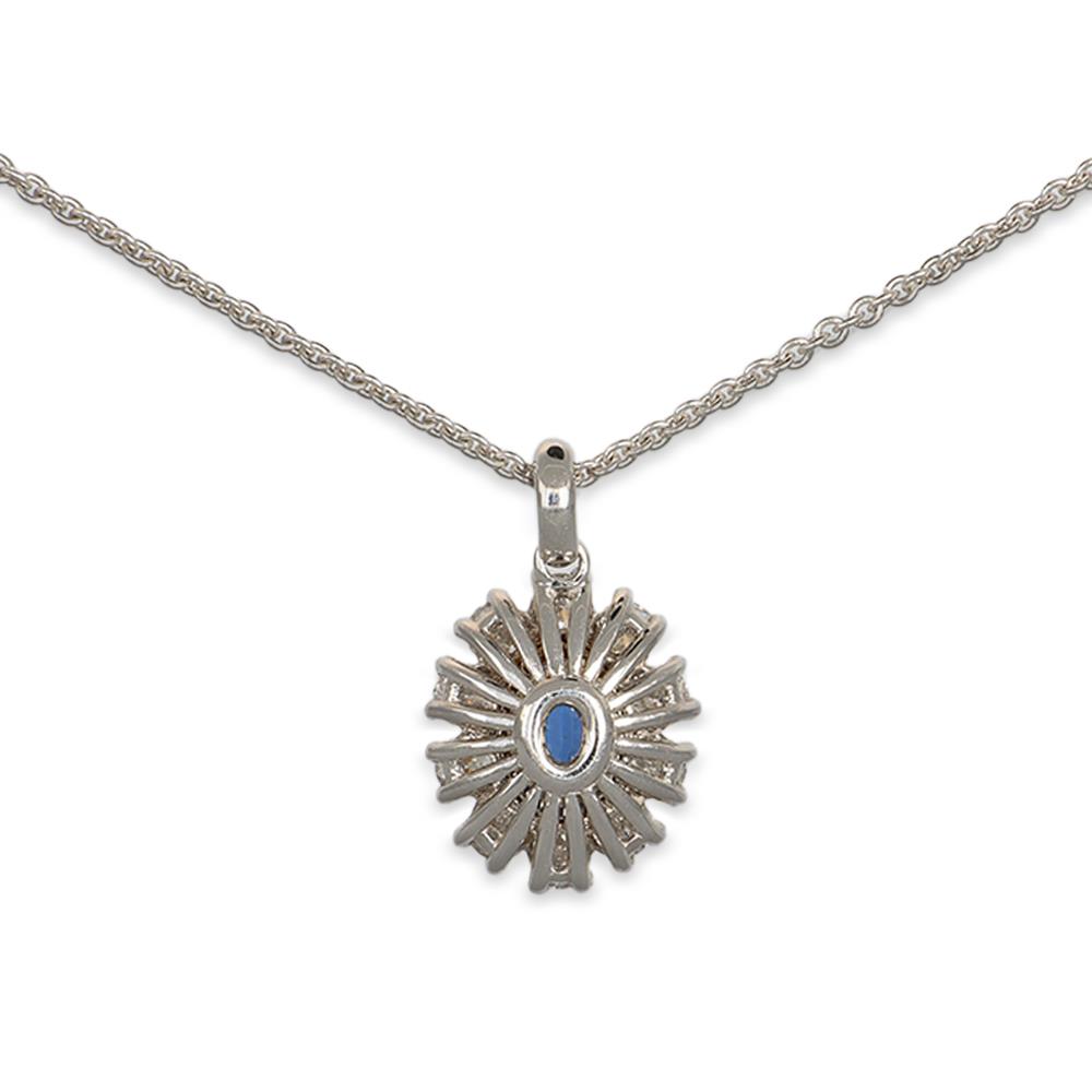 Collana Crivelli in Oro Bianco 18 Kt con Zaffiro Blu e Diamanti