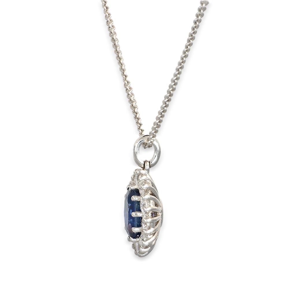 Collana Crivelli in Oro Bianco 18 Kt con Zaffiro Blu e Diamanti