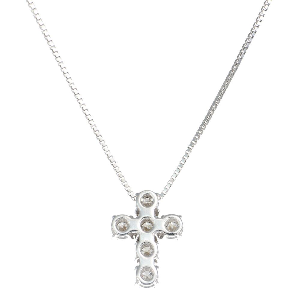 Collana Croce in Oro Bianco 18 Kt e Diamanti