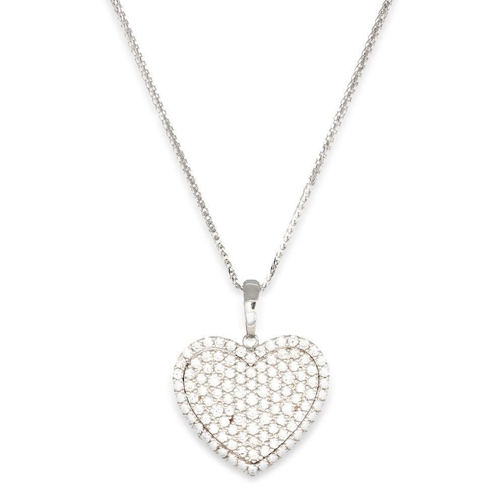 Collana Cuore in Oro Bianco 18 Kt e Cubic