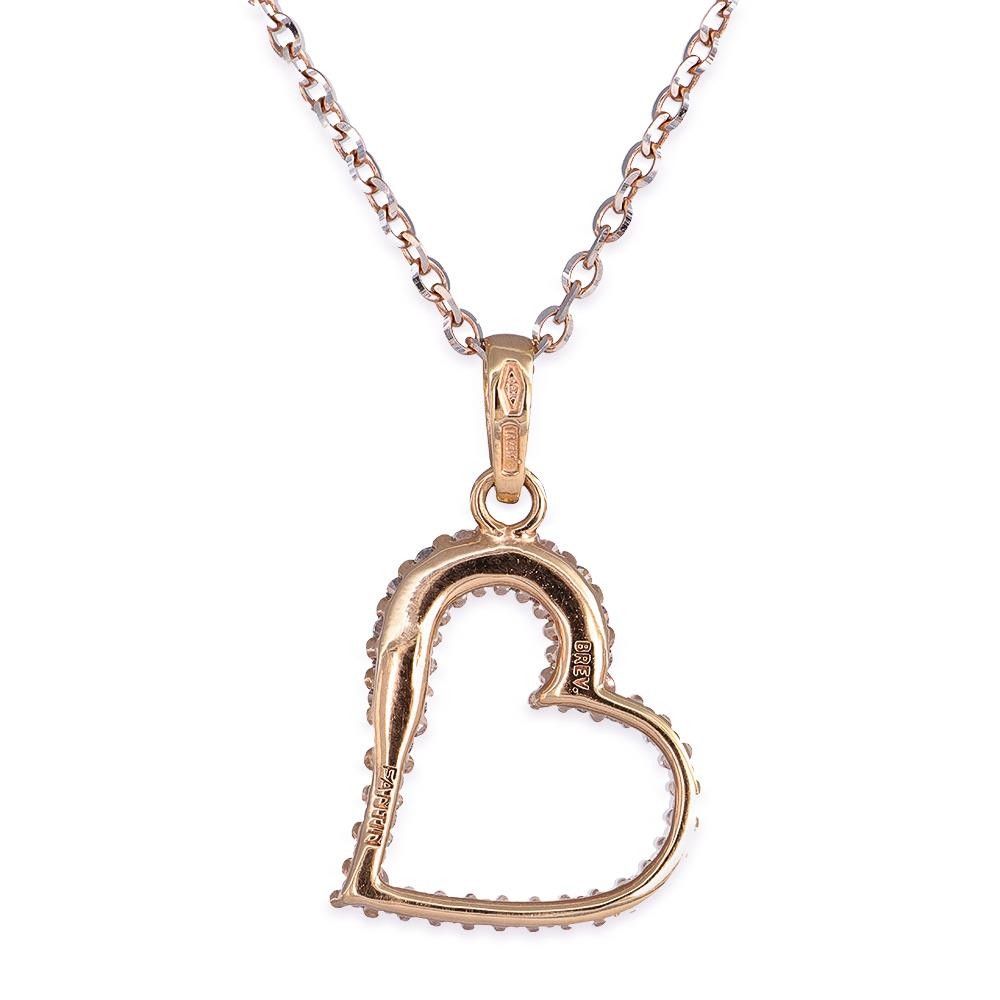 Collana Cuore in Oro Bianco e Rosa 18 Kt con Cubic Zirconia