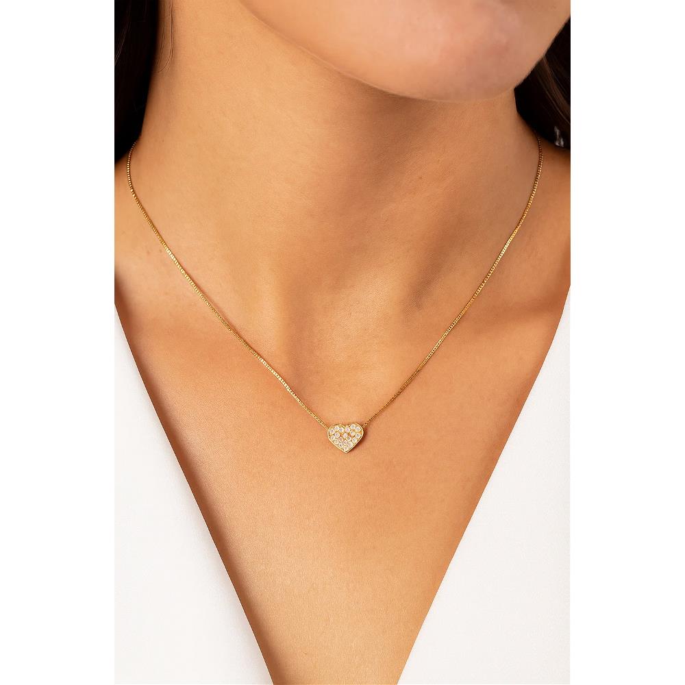Collana Cuore in Oro Giallo 18 Kt e Diamanti