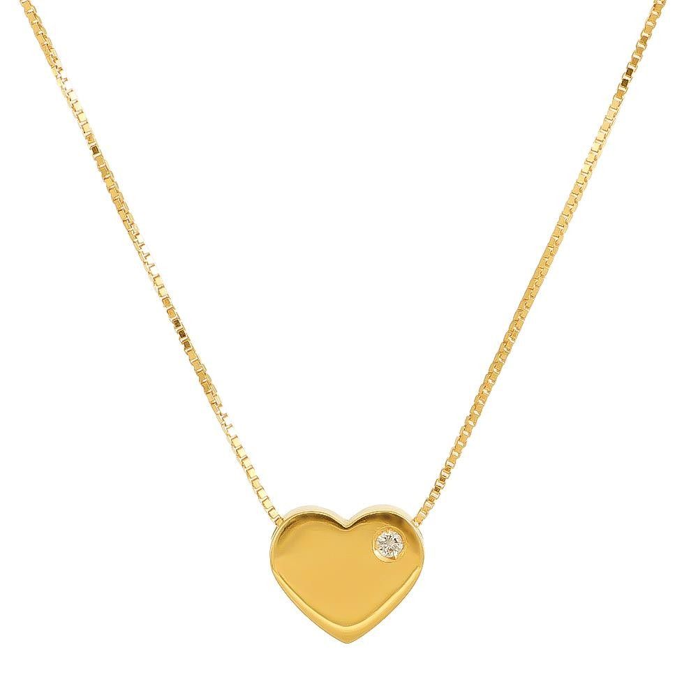 Collana Cuore in Oro Giallo18 Kt e Diamante
