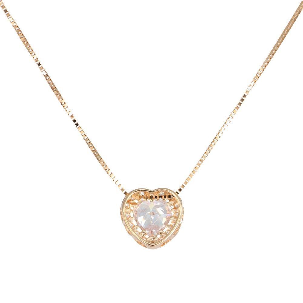 Collana Cuore in Oro Rosa 18 Kt e Cubic Bianca