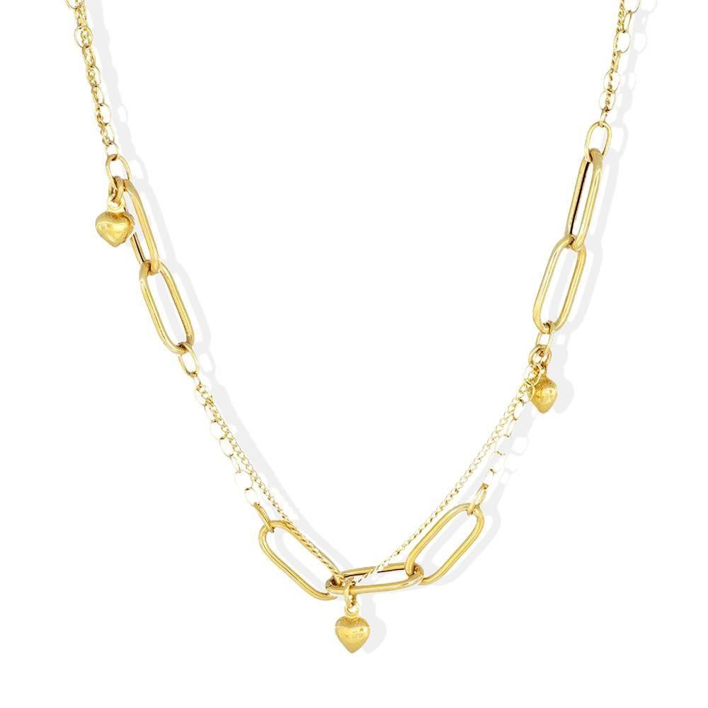 Collana Cuori in Oro Giallo 18 Kt