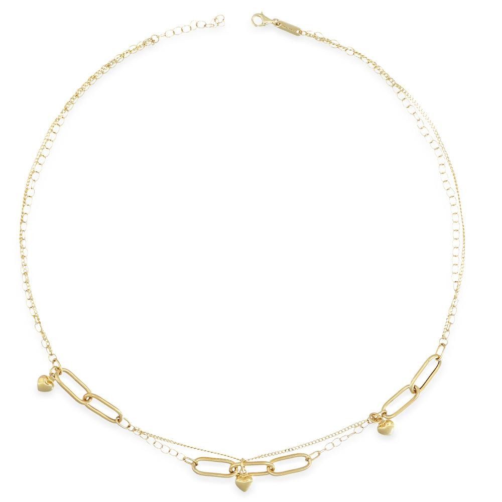 Collana Cuori in Oro Giallo 18 Kt