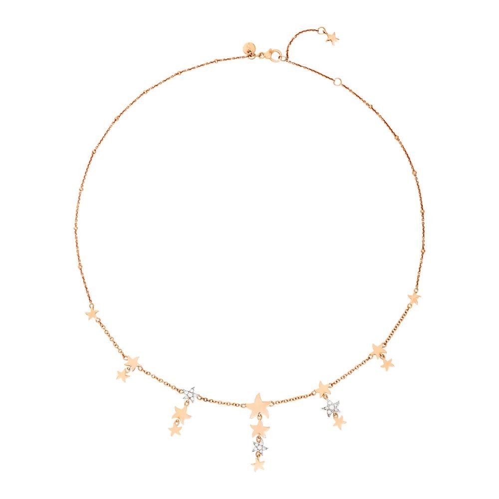 Collana Dodo Stellina In Oro Rosa 9k E Diamanti Bianchi.
