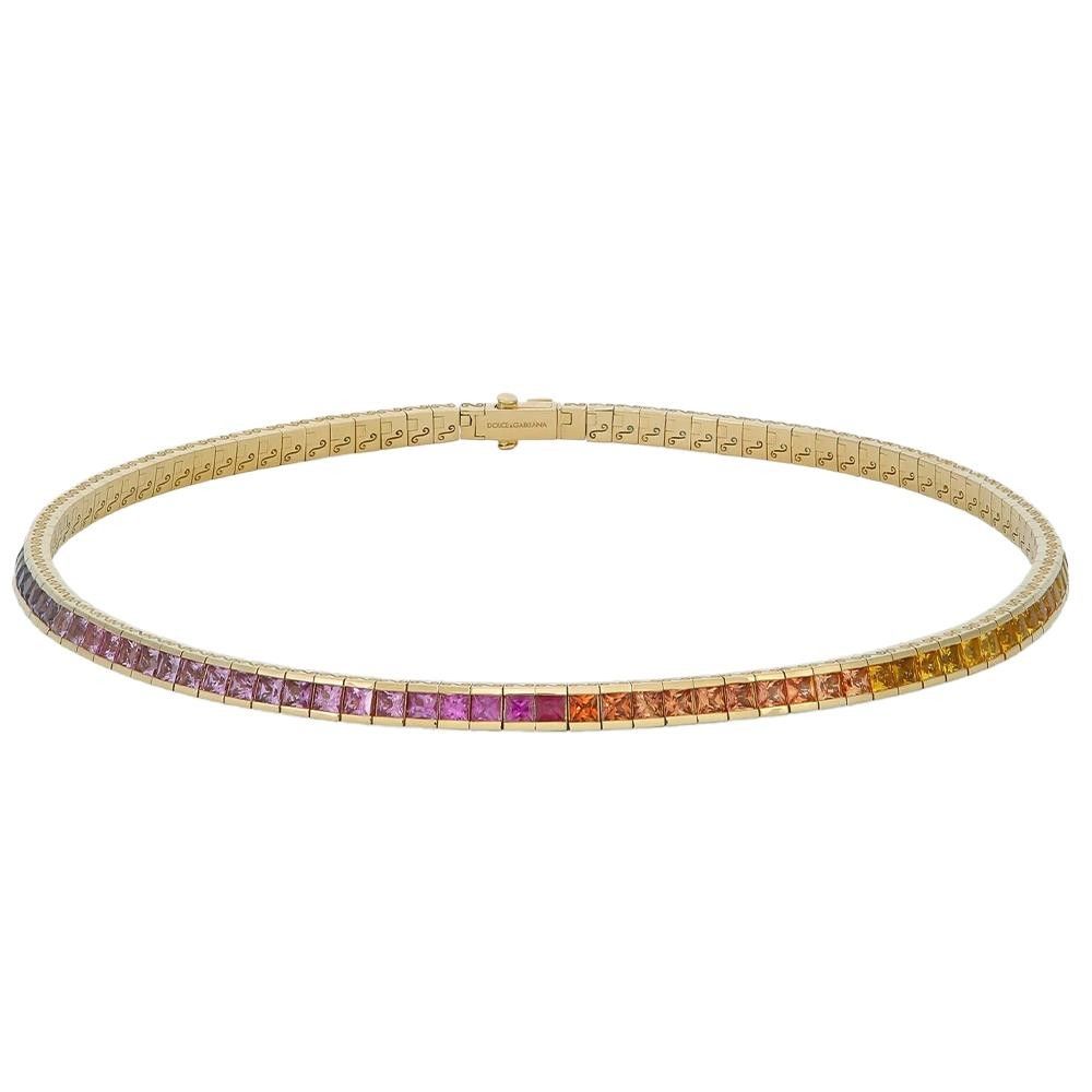 Collana Dolce & Gabbana Tennis Rainbow In Oro Giallo 18 Kt