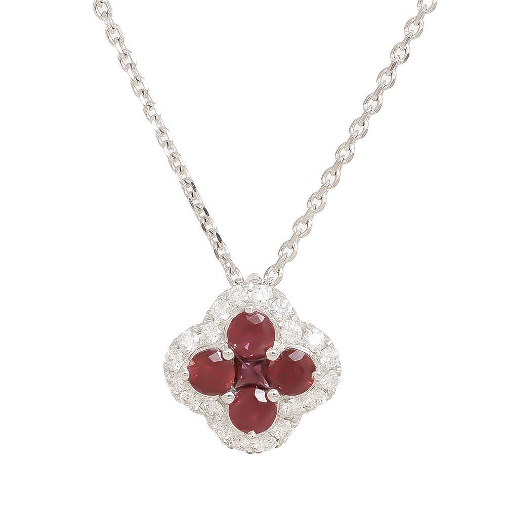 Collana Giorgio Visconti Pendino Punto Luce in Oro Bianco 18 Kt e Rubini