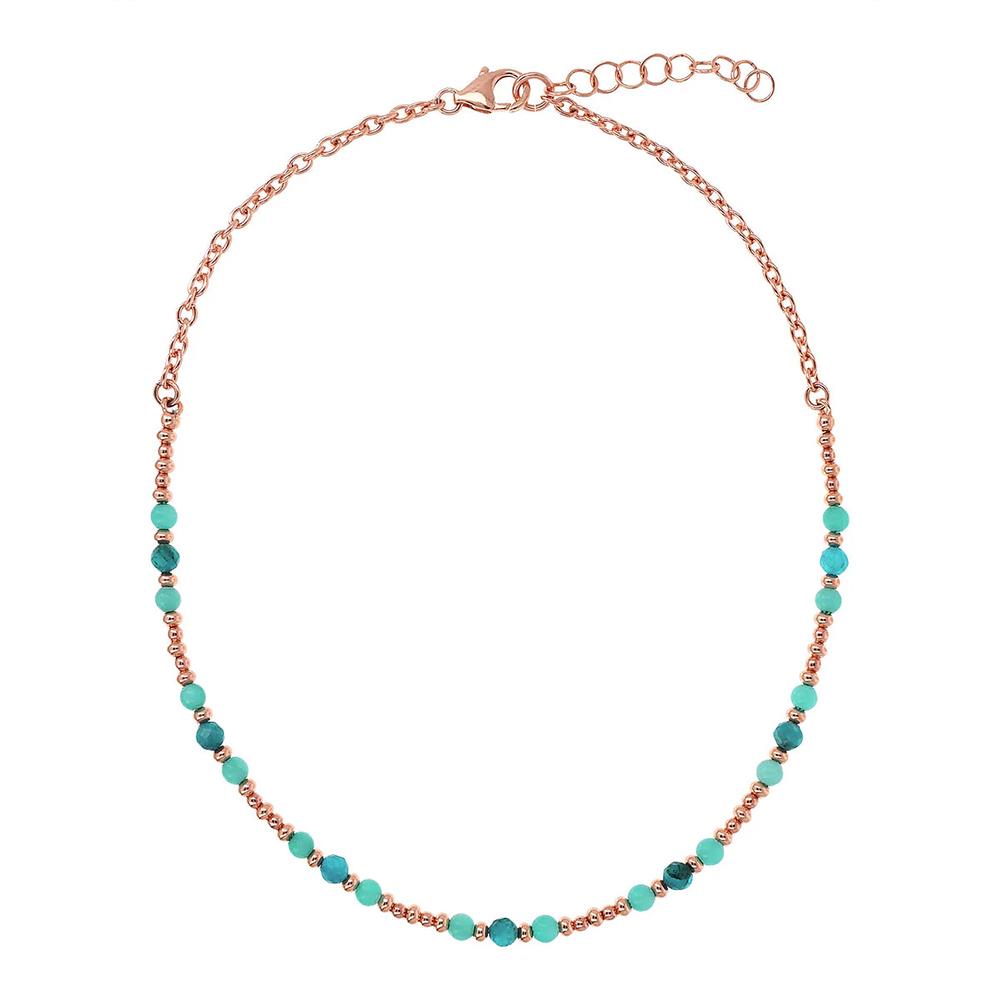 Collana Girocollo Catena Bronzallure Miss Rolo con Piccole Bead e Pietre Naturali Sfaccettate