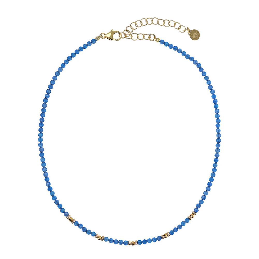 Collana Girocollo Etrusca in Argento 925 placcato Oro Giallo 18kt con Sfere Golden e Pietra Naturale Quarzite