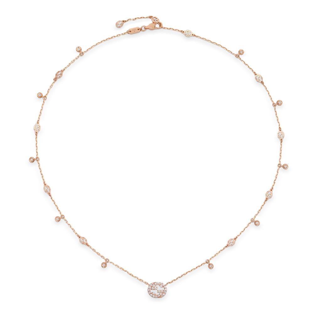 Collana Gucci Interlocking G con Diamanti Oro Rosa