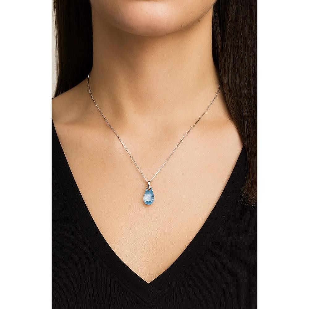 Collana in Oro Bianco 18 Kt con Topazio Azzurro