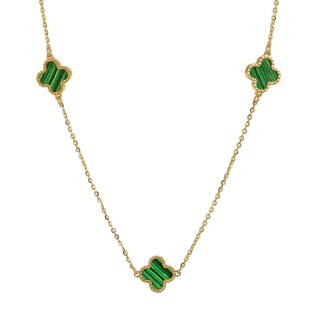 Collana in Oro Giallo 18 Kt con Malachite