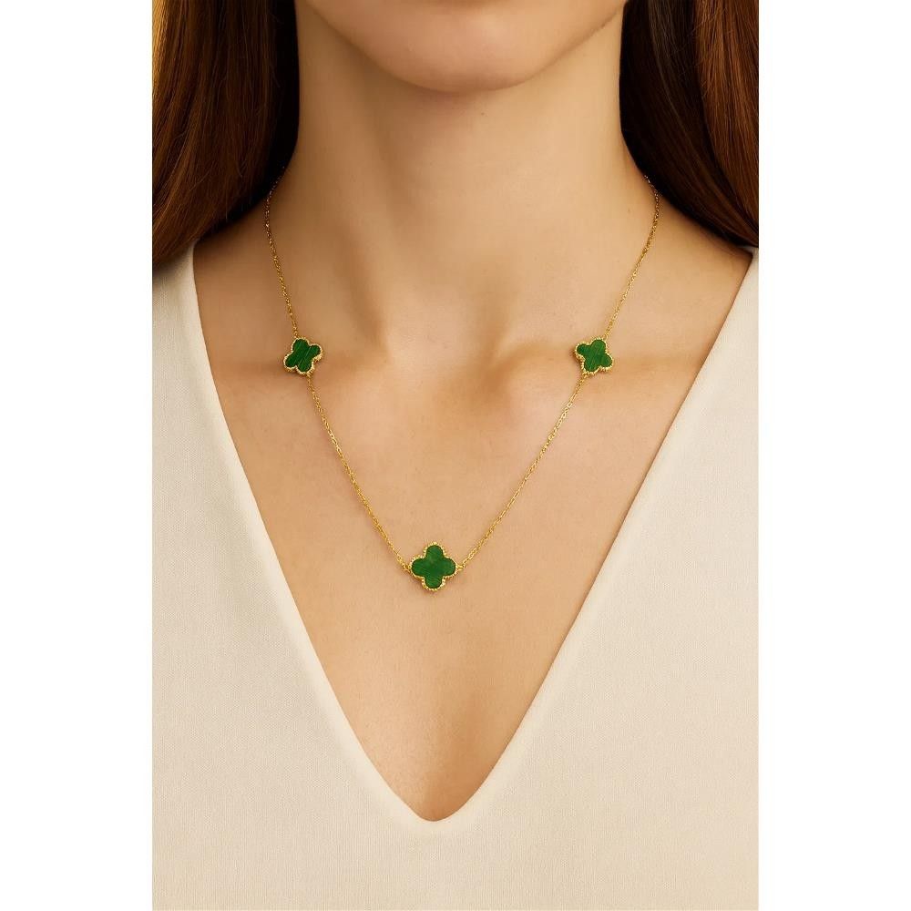 Collana in Oro Giallo 18 Kt con Malachite