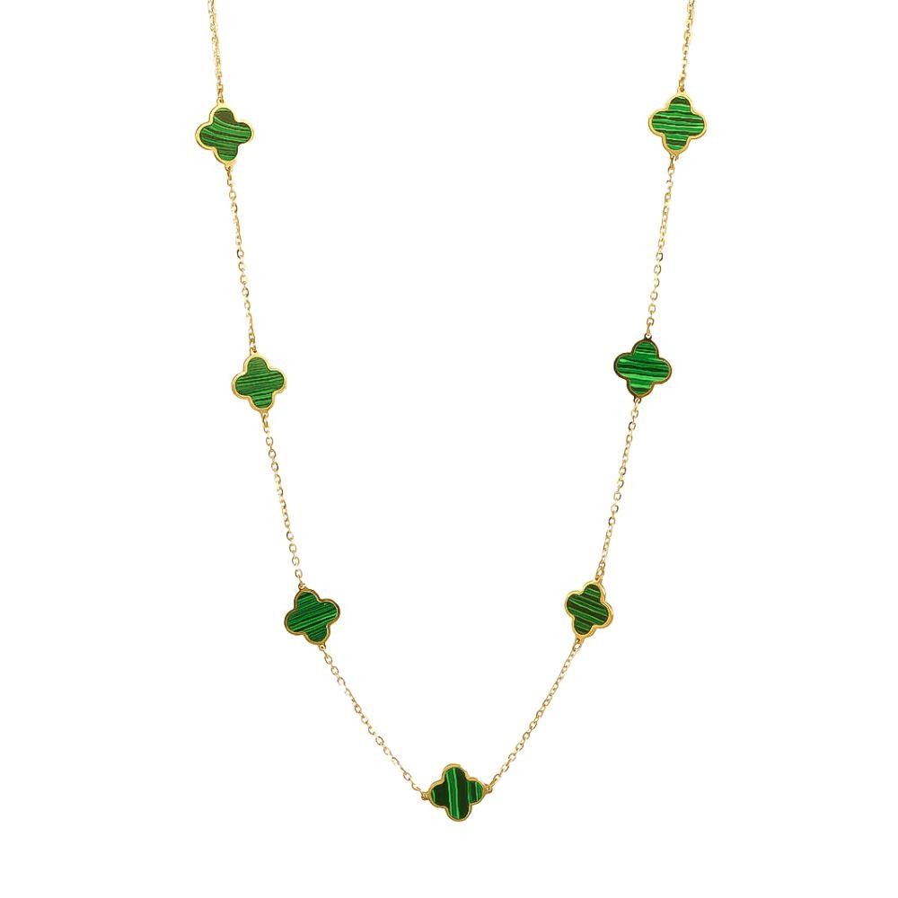 Collana in Oro Giallo 18 Kt con Malachite