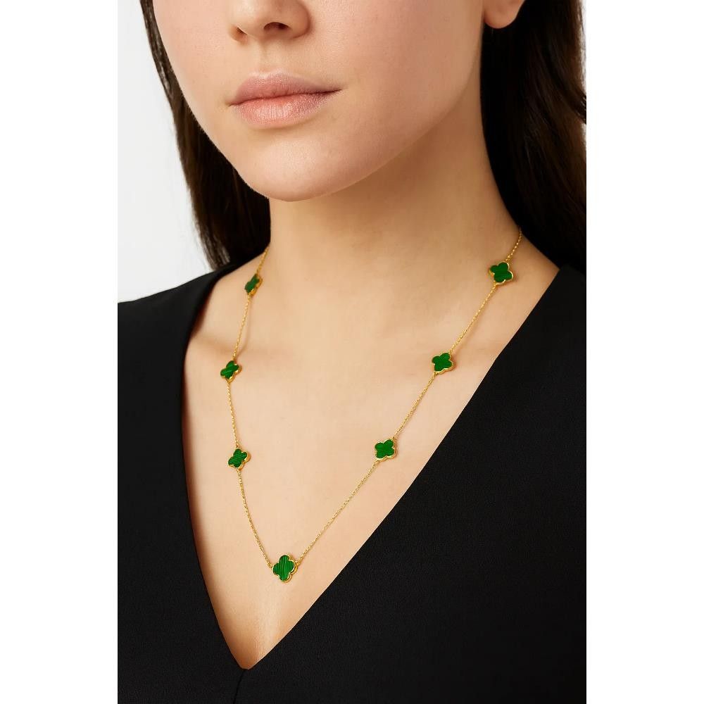 Collana in Oro Giallo 18 Kt con Malachite