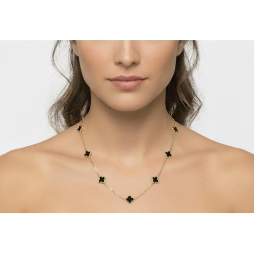 Collana in Oro Giallo 18 Kt e Smalto Nero
